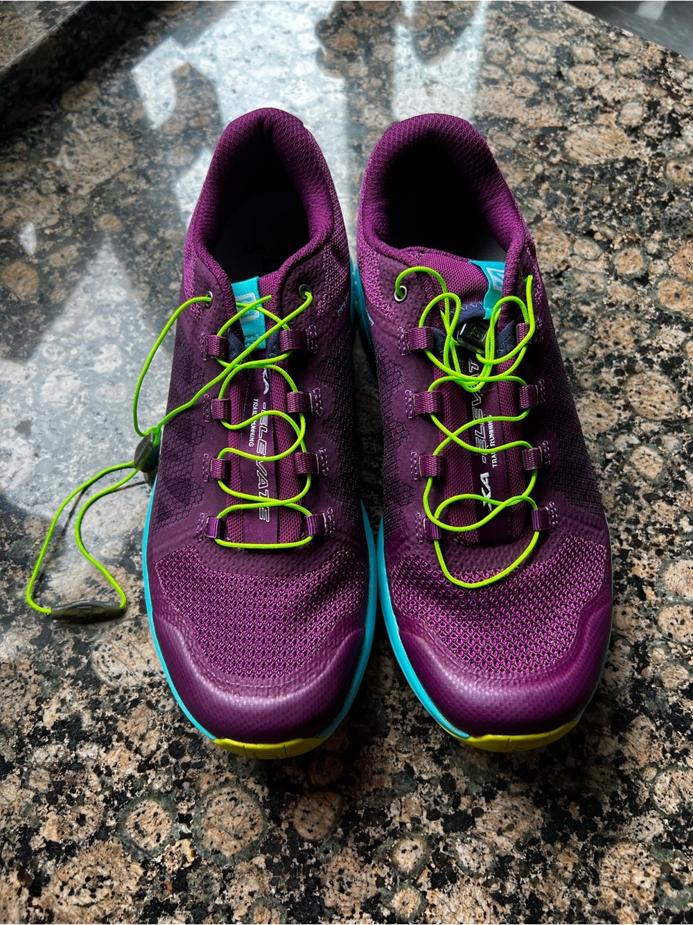 Salomon Women's Purple Athletic Sneakers with Lime and Teal Accents